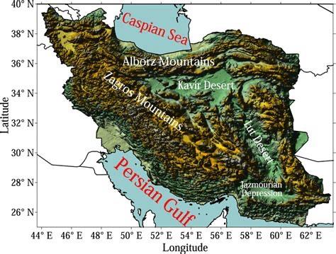 Topographical map of Iran