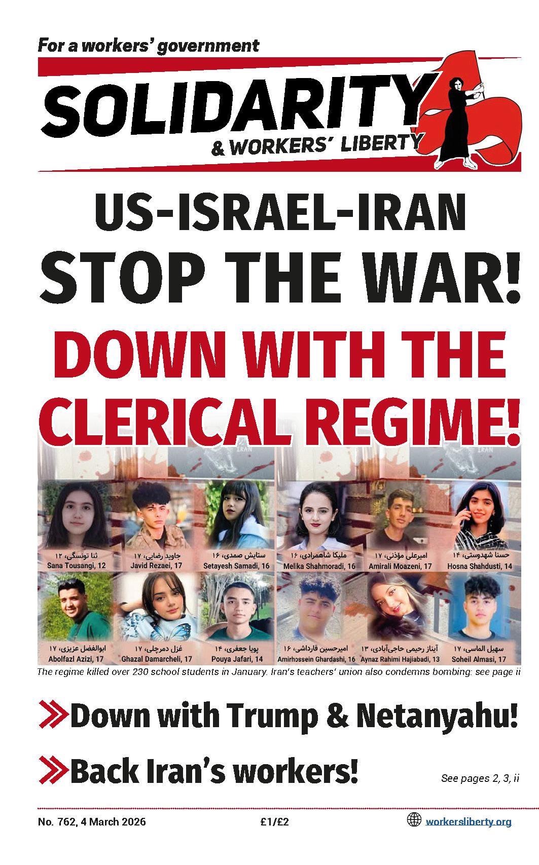 762 — US-Israel-Iran: Stop the war! Down with the clerical regime!